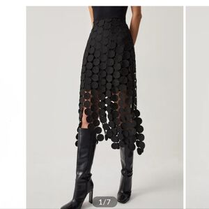 Commense Black Asymmetrical Circle Cut Skirt